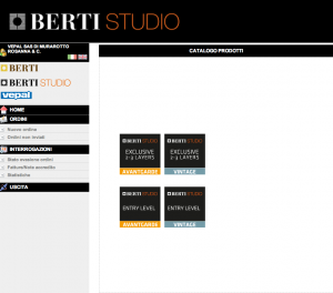 schermata BertiStore: prodotti BertiStudio